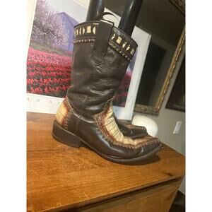 Rudel Rogers Boots Men's Size 8.5 EE Leather Alligator Style Western Boots Zip